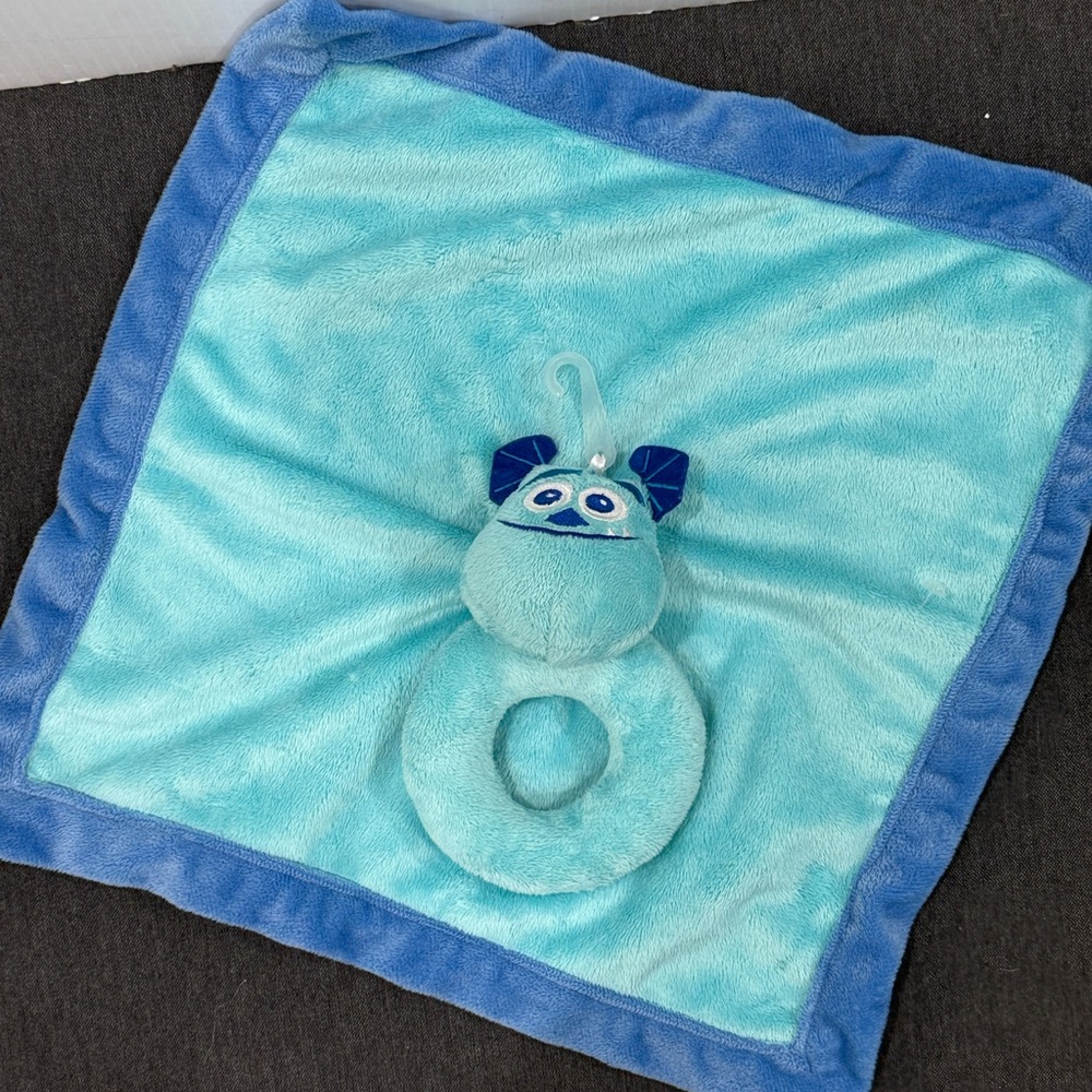 Disney Monsters Sulley Plush Lovey baby Security Blanket w rattle